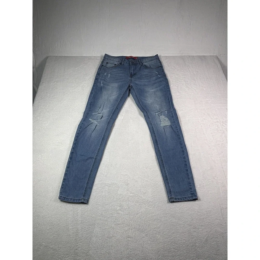 Ring of Fire Mens 30x30 Light Wash Blue Denim Straight Leg Stretch Jeans